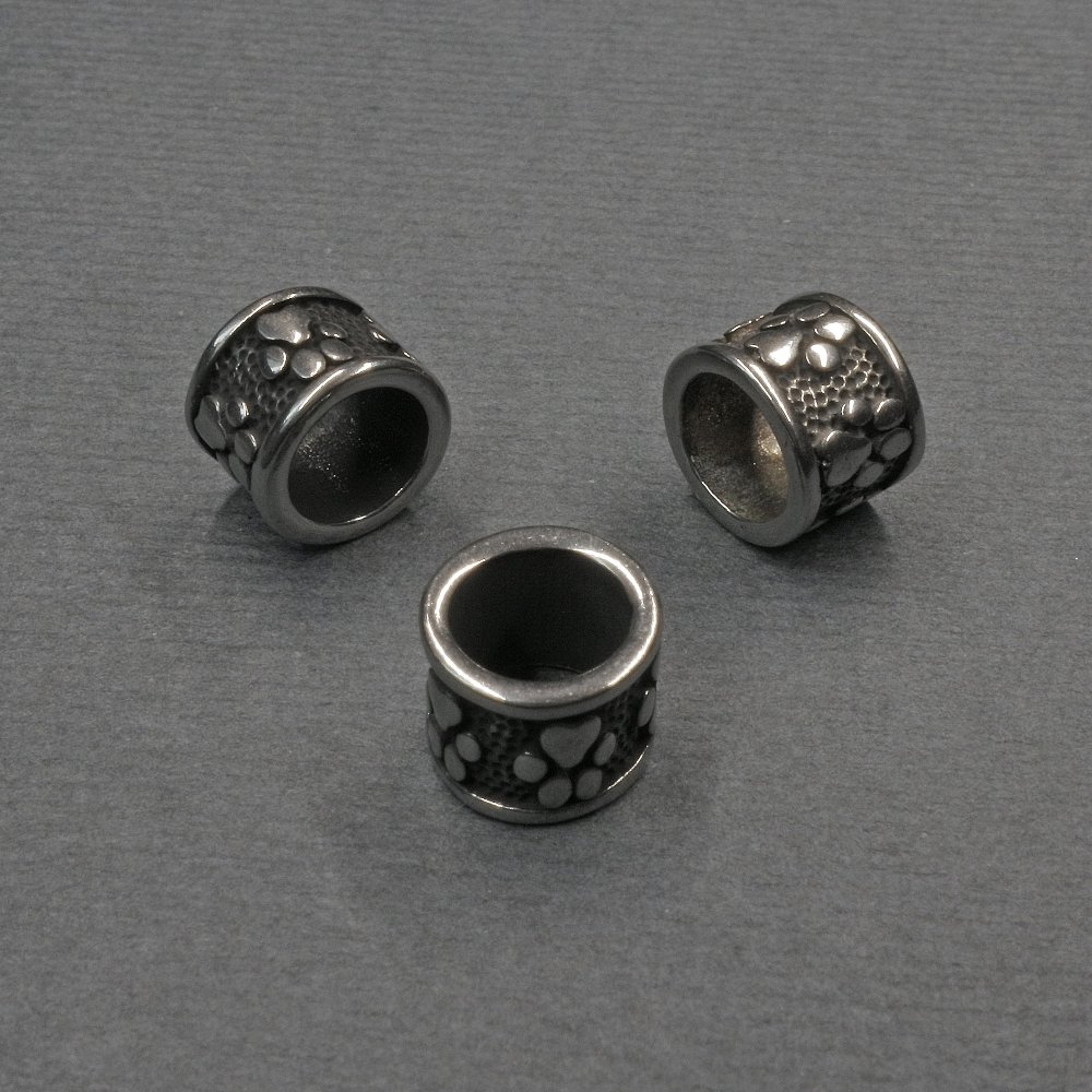 Koralik-wkładka, kolor metalu srebrzysty, średnica 8×6 mm ± otwór, średnica 6 mm+