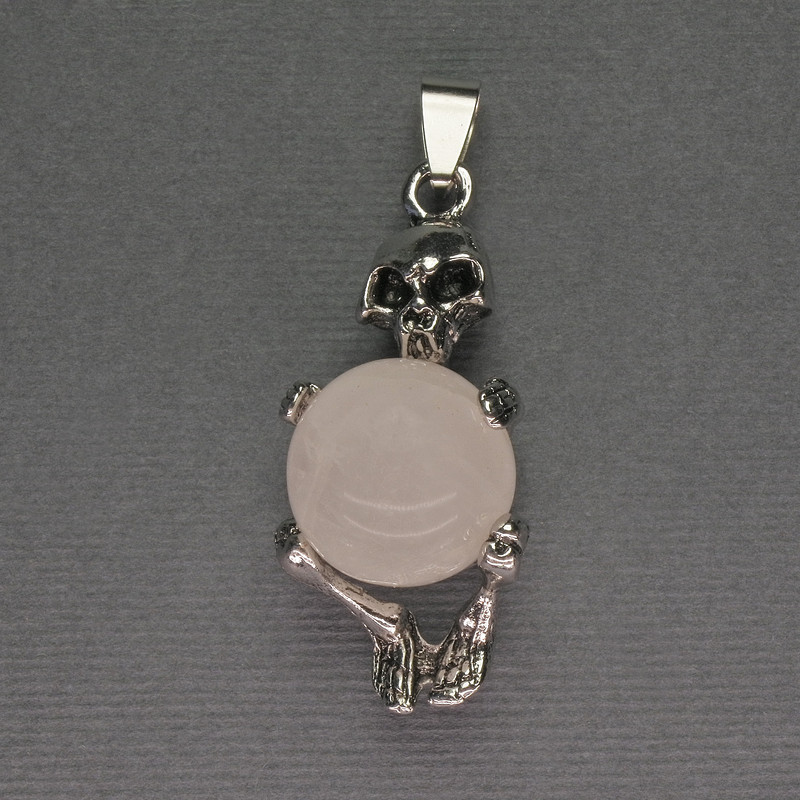 Wisiorek „Szkielet” z górskiego kryształu, kula, średnica 16 mm ± 20×50 mm+