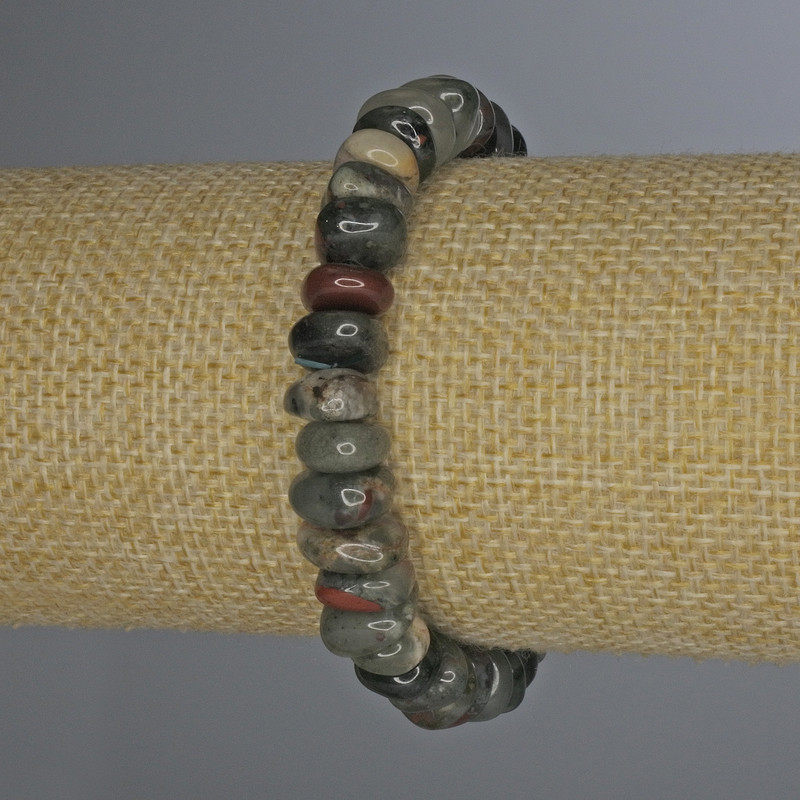 Bransoletka z jaspisu – galety, średnica 10×5 mm, długość 18 mm, elastyczna