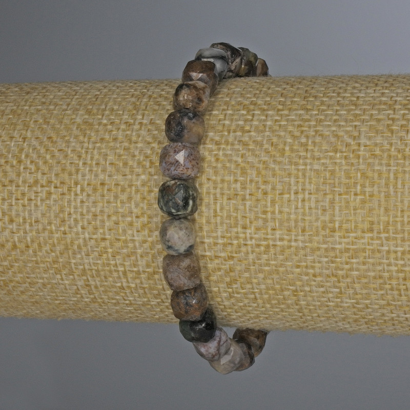 Bransoleta z fasetowanego pietersytu, sześcian 7×7 mm, długość 18 cm, elastyczna