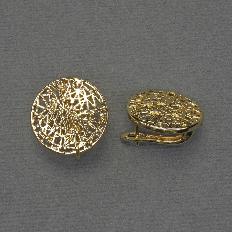 Zawieszki do kolczyków z metalem w kolorze złotym, średnica 18 mm (+) - para