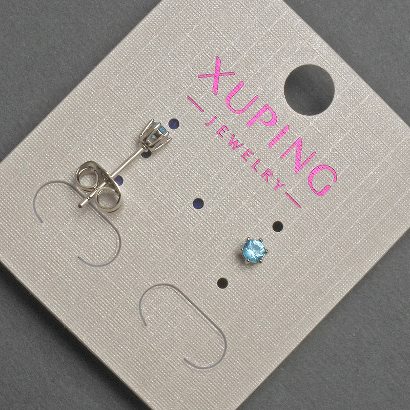 Kolczyki sztyfty Xuping z błękitnym kryształem, średnica 3 mm, pokrycie rodowe