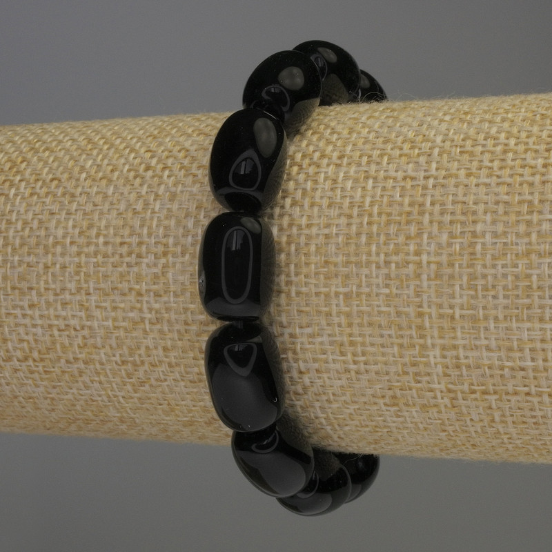 Bransoletka z agatu w formie beczki, średnica 14×10 mm, długość 18 cm, elastyczna