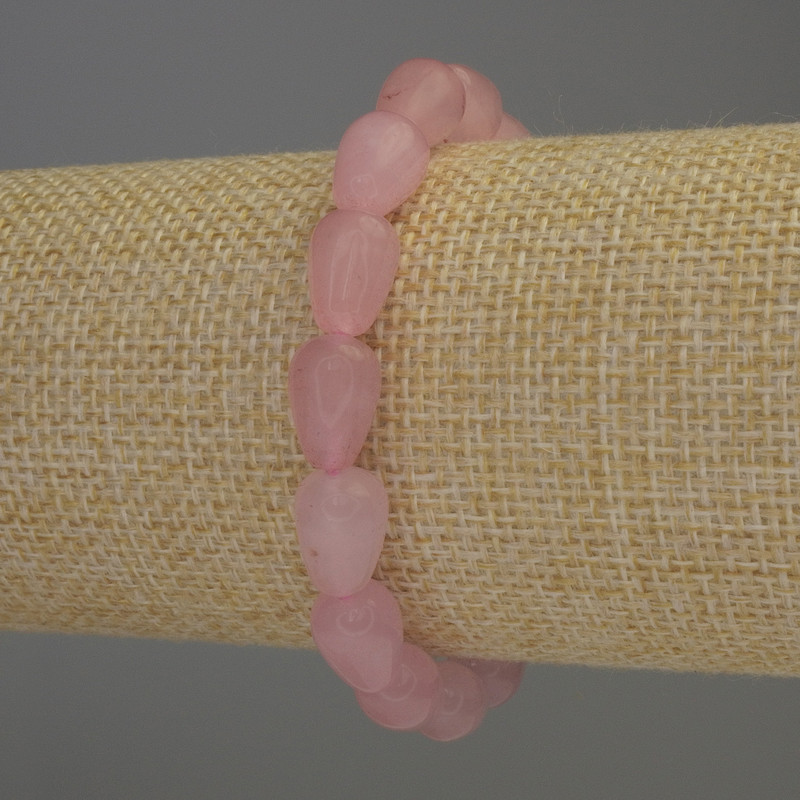 Bransoletka z różowego kwarcu w kształcie kropli, średnica 12×8 mm, długość 18 cm, stretch