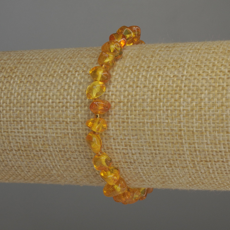 Bransoletka z bursztynu galetowego, średnica 7×5 mm ±, koraliki 2 mm ±, długość 18 cm, na elastycznej gumce