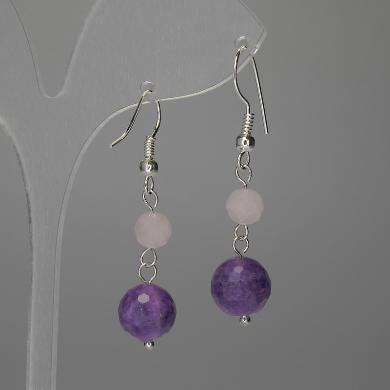 Kolczyki Asorty – fasetowane kuleczki 10 mm i 6 mm, długość 38 mm