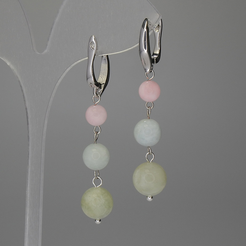 Kolczyki Asorty gładka kulka 10 mm +- 8 mm +- 6 mm +-, długość 44 mm+-