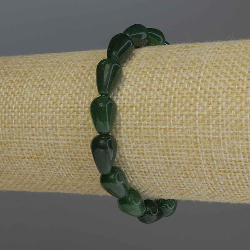 Bransoletka z chryzoprazem w kształcie kropli, średnica 12×8 mm, długość 18 cm, elastyczna