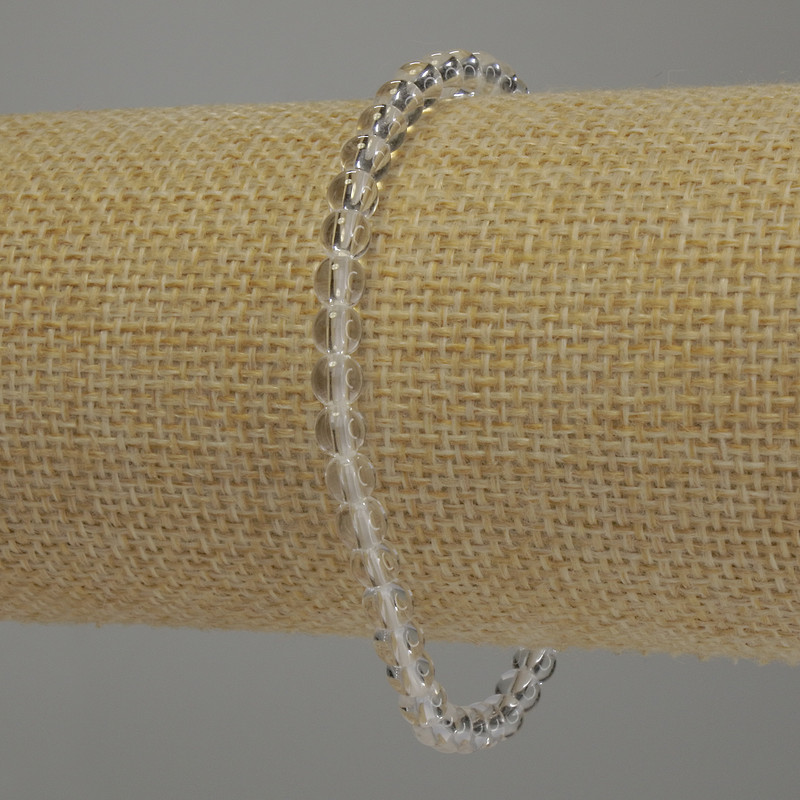 Bransoletka z górskiego kryształu, gładka kulka, średnica 4 mm, długość 18 cm, elastyczna
