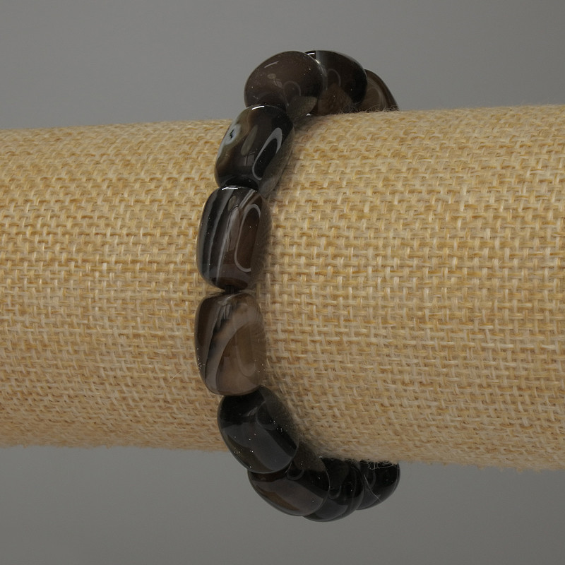 Bransoletka z agatu w kształcie beczki 14×10 mm, długość 18 cm, na elastycznej gumce