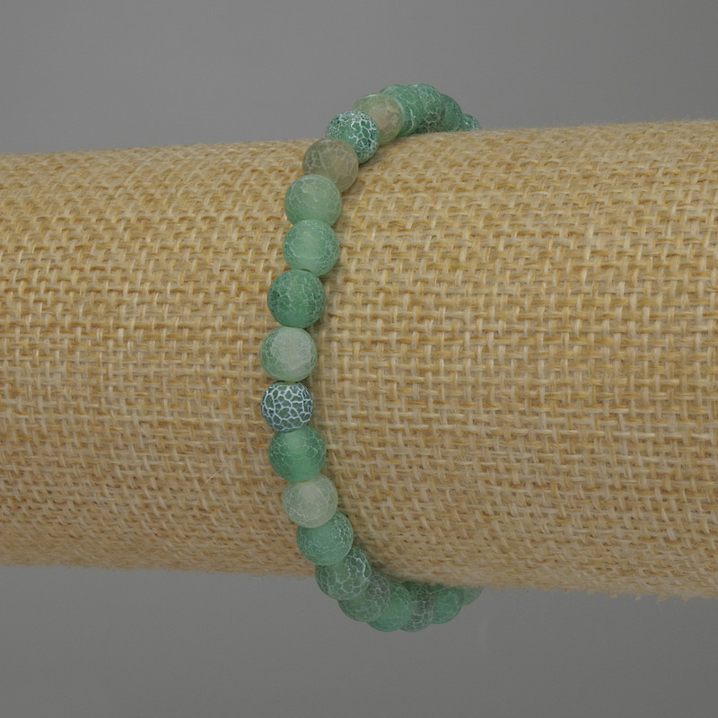 Bransoletka z mroźnym agatem, gładkie kulki o średnicy 6 mm, długość 18 cm, elastyczna