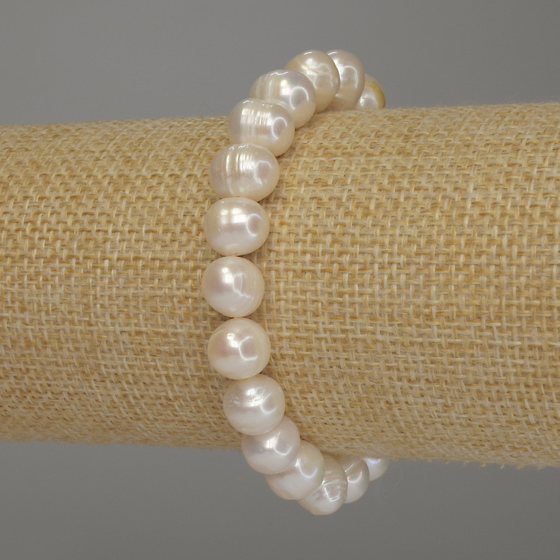 Bransoletka z pereł rzecznych, średnica 9×8 mm, długość 18 cm (elastyczna)