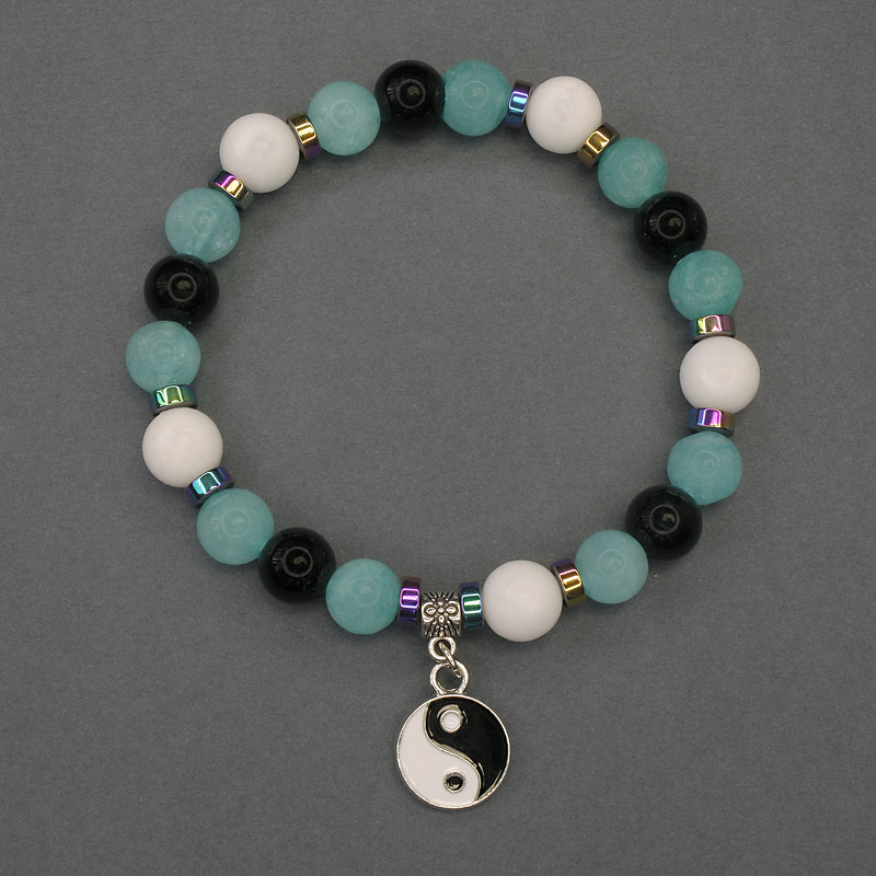 Bransoleta Asorti – gładka kuleczka, średnica 8 mm ± rondele 5×2 mm ±, długość 18 mm ± elastyczna