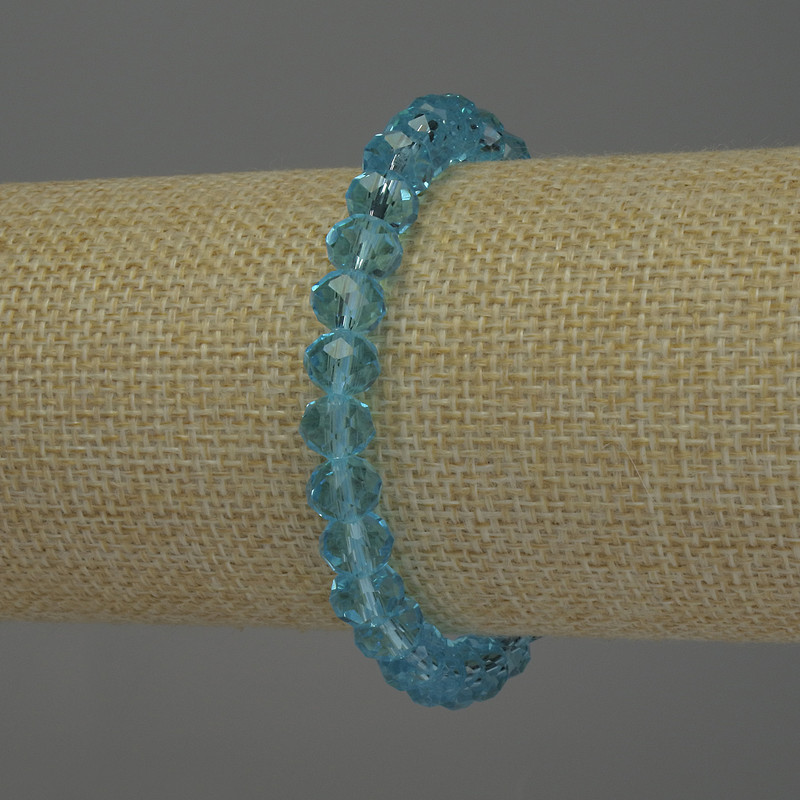 Bransoleta z czeskiego kryształu, fasetowany rondel, średnica 8×6 mm, długość około 18 cm, elastyczna