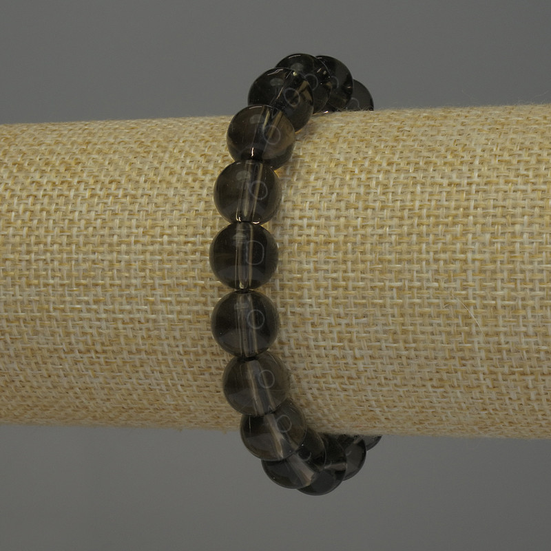 Bransoletka z topazu dymnego – gładkie kuleczki, średnica 10 mm, długość 18 cm, elastyczna