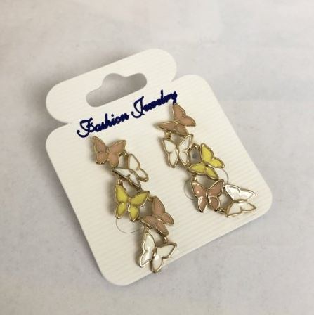 Kolczyki Motyle z złoconego metalu i emalii 36 mm +