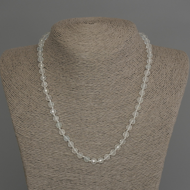 Naszyjnik z topazu i górskiego kryształu, fasetowana kulka, średnica ok. 6 mm, długość ok. 45 cm, z zapięciem