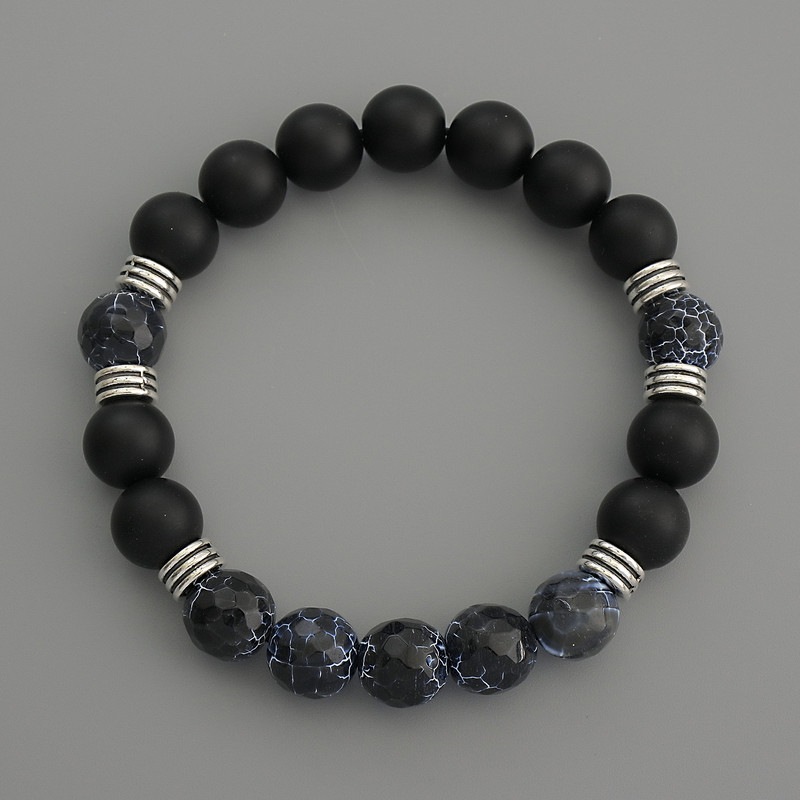 Bransoletka 'Asorty' z gładkimi i fasetowanymi kuleczkami, średnica 10 mm, długość 18 cm, elastyczna