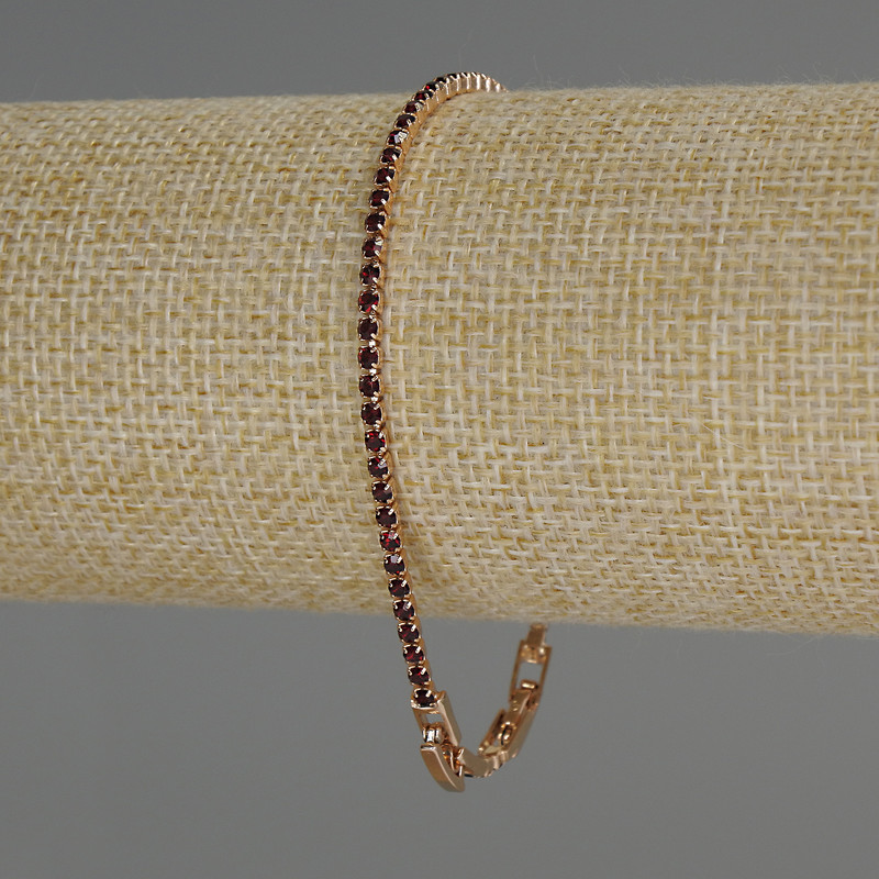 Bransoletka Xuping pozłacanie 18K z czerwonymi cyrkonami, grubość około 2,0 mm, długość 17–19 cm