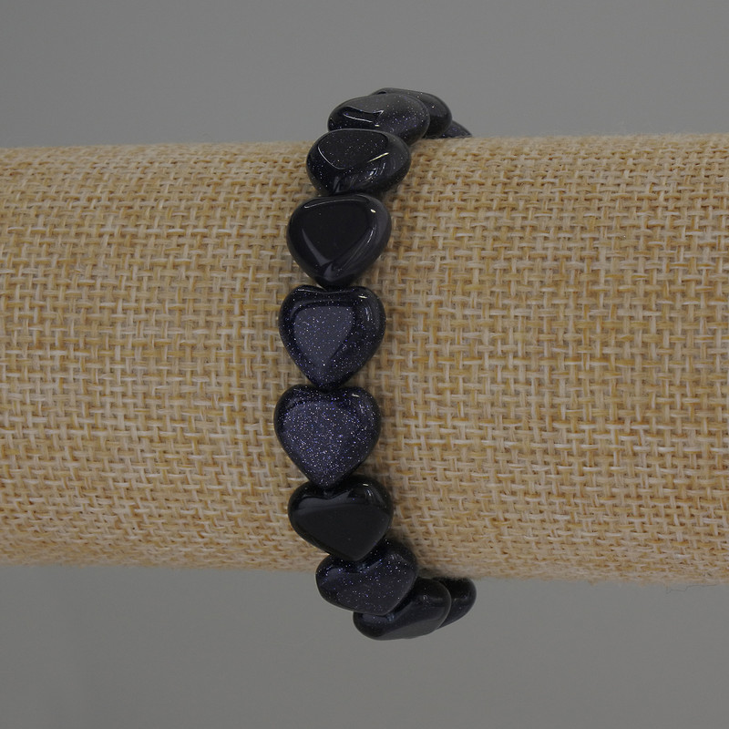 Bransoletka z awenturynem Noc Kairu serce, średnica 12×12 mm, długość 18 cm, elastyczna