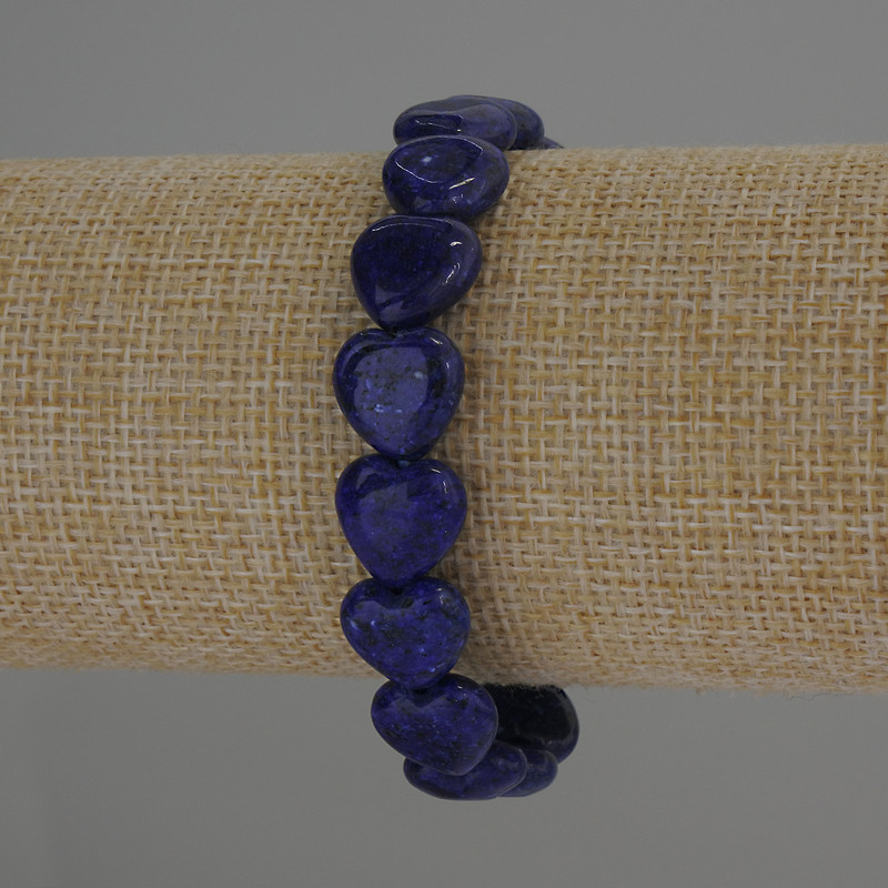 Bransoletka z lazurytu w kształcie serca, średnica 12×12 mm ±, długość 18 cm, elastyczna