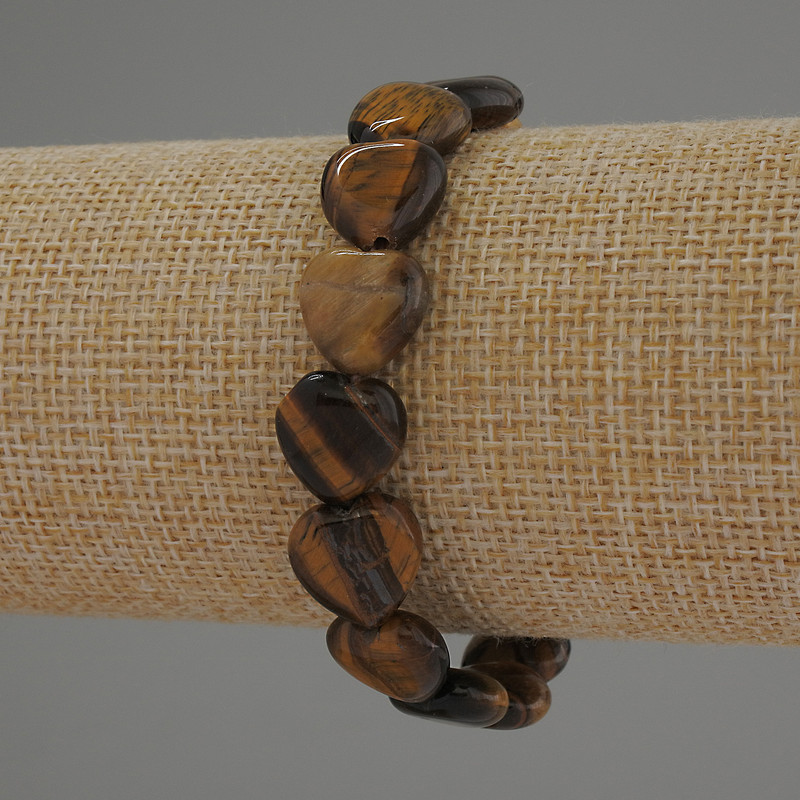 Bransoletka z tygrzego oka w kształcie serca, średnica 12 mm, długość 18 cm, elastyczna