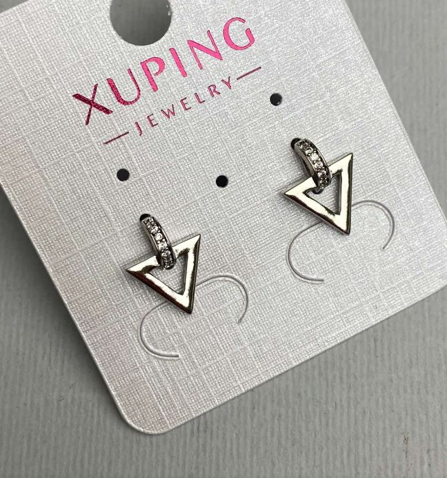 Kolczyki sztyfty Xuping z białymi cyrkoniami, średnica 10×13 mm, pokrycie rodowe