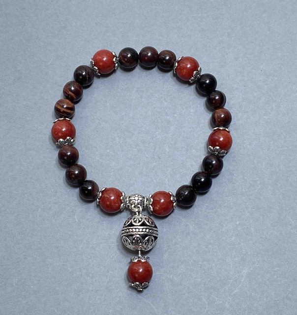 Bransoletka z kulek 8 mm–10 mm z metalowymi wstawkami, długość 18 mm, elastyczna