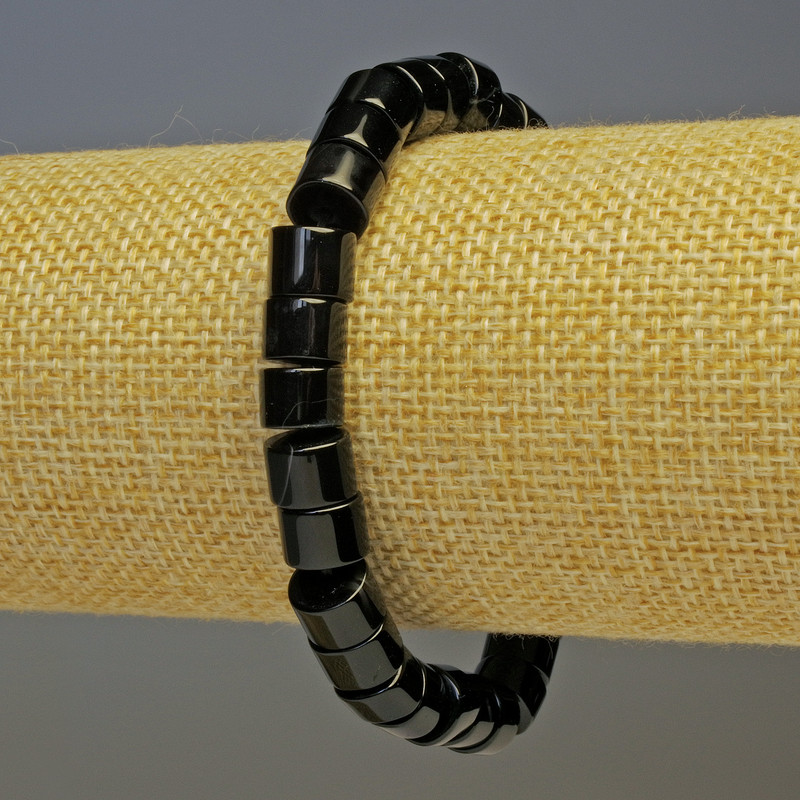 Bransoletka z agatu w cylindrach, średnica 8×5 mm, długość 18 cm, na elastycznej podstawie