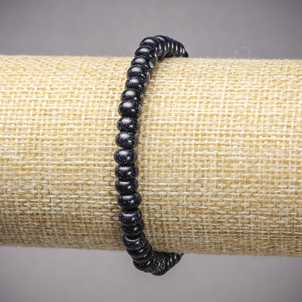 Bransoletka na gumce z awenturynem „Noc Kairu” – gładkie rondelki, średnica 6×4 mm, długość 18 cm