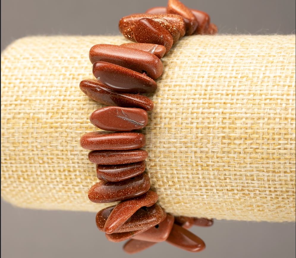 Bransoletka z awenturynu „Złoty Piasek” drobinka „igła” na elastycznej gumce Ø 14–26×4–6 mm, obwód 18 cm