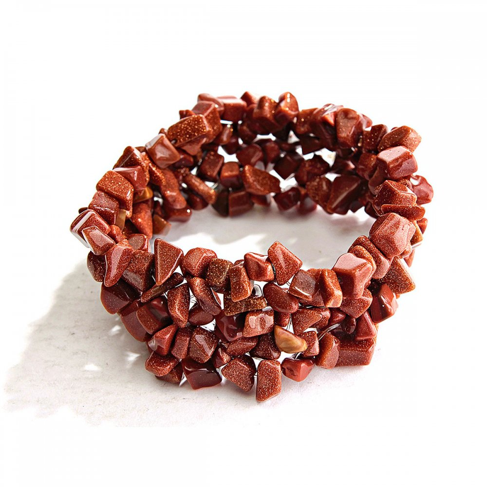 Bransoletka na gumce z awenturynem (syntetyczny) 'Złoty piasek' kamienne okruchy