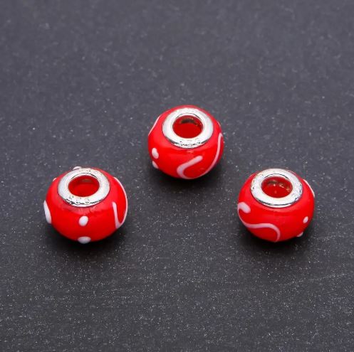 Koralik Pandora z plastiku, średnica 14×10 mm, średnica otworu 4,5 mm, opakowanie 6 szt.