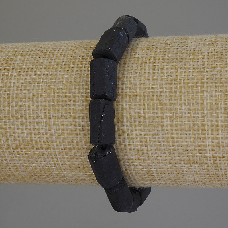 Bransoletka z turmalinem Sherl fasetowana, średnica 14x8 mm, długość 18 cm, elastyczna