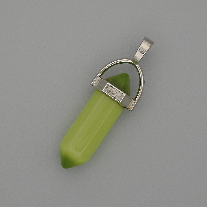 Wisiorek 'Kocie Oko' o sześciokątnym kształcie, kula z kryształu, 8×31×41 mm+