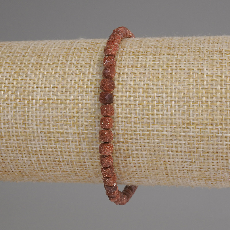 Bransoletka z awenturynu Złoty piasek – fasetowane kostki, średnica 4 mm, długość 18 cm, na elastycznej gumce