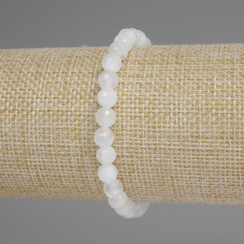 Bransoletka z kryształu górskiego, fasetowana kulka 6 mm, długość 18 cm, elastyczna