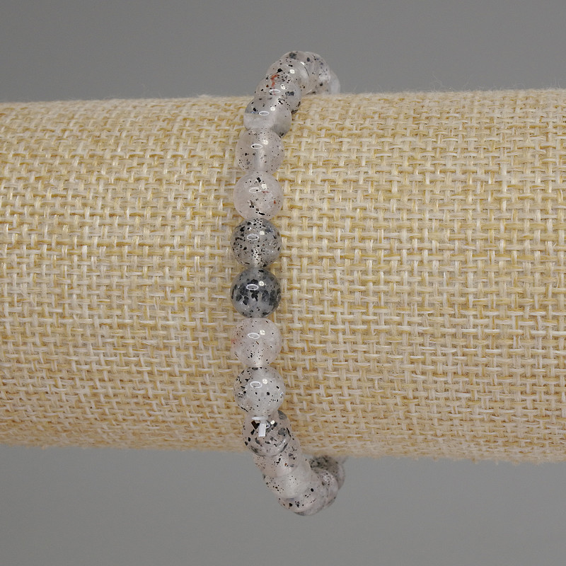 Bransoletka z kwarcu Herkimer, diamentowy kwarc, gładkie kulki 6 mm, długość 18 cm, elastyczna