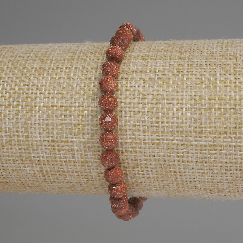 Bransoletka z awenturynem „Złoty piasek” — fasetowana kula, średnica 6 mm, długość 18 cm, elastyczna