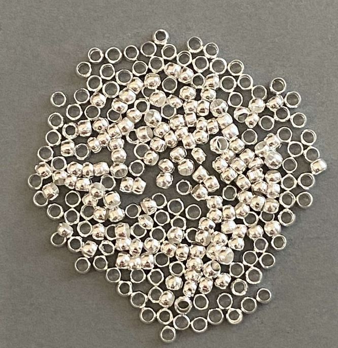 Krympy zabezpieczające «zahipy», średnica 3 mm, kolor metalu «srebro» 8 g