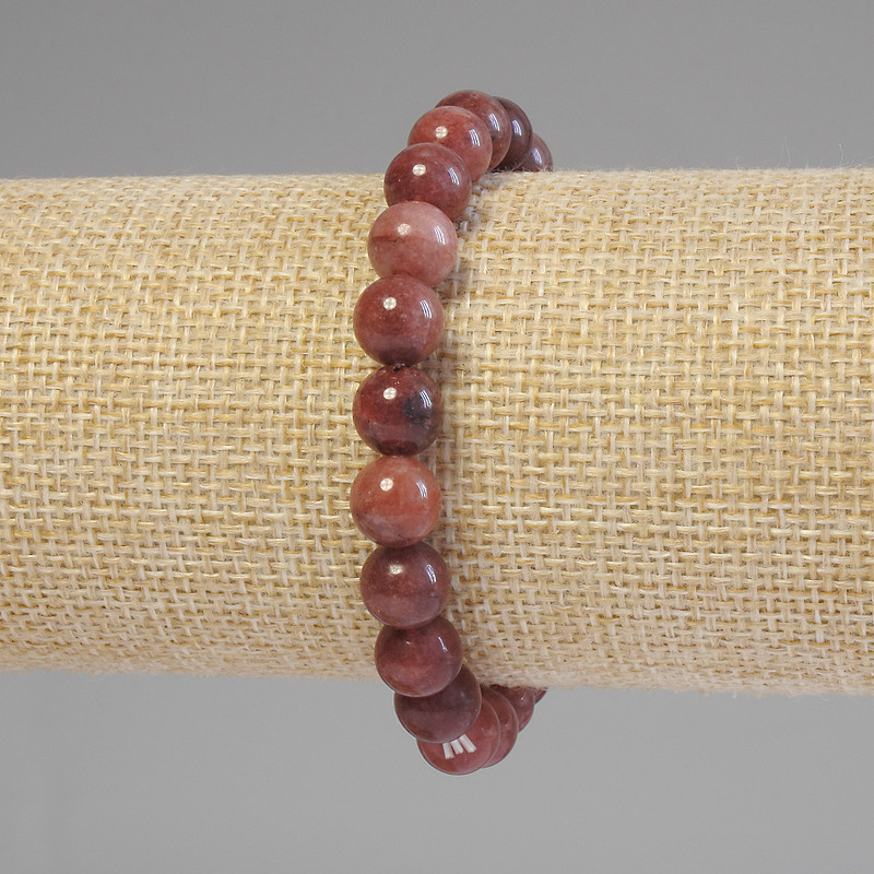 Bransoletka z selenitu – gładkie kuleczki, średnica około 8 mm, długość około 18 cm, elastyczna