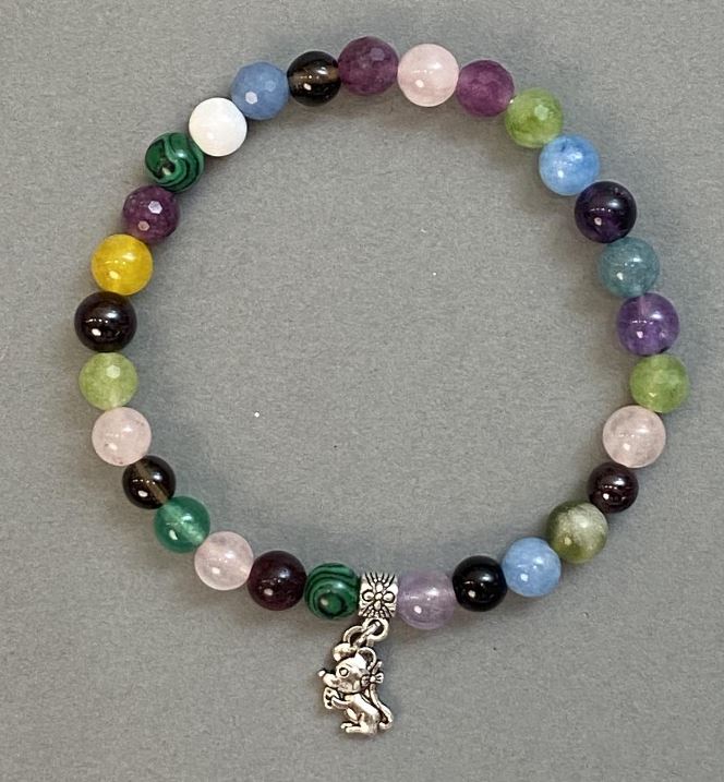 Bransoletka Assorti – gładkie kulki 6 mm ± z metalową wkładką, długość 18 cm (rozciągana)