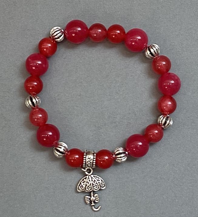 Bransoletka z turmalinem – gładkie kulki 8 mm ± 10 mm ± z metalowymi wstawkami, długość 18 cm ± elastyczna