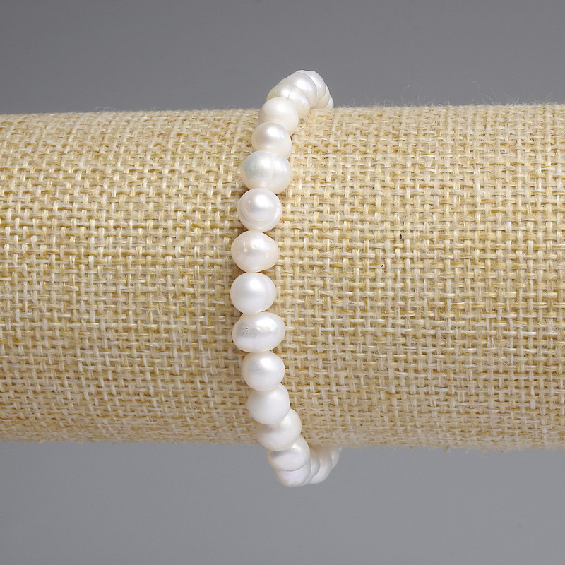 Bransoletka z pereł rzecznych 6–7×6–6 mm, długość 18 cm, elastyczna