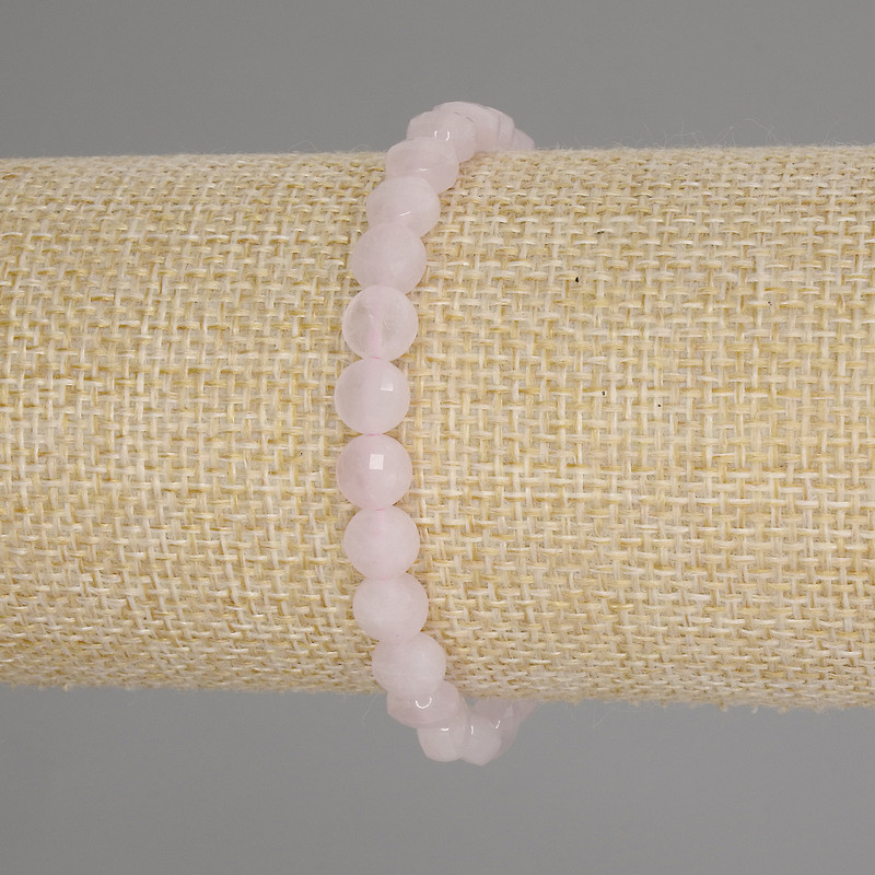 Bransoletka z różowego kwarcu, fasetowana monetka, średnica 6 mm, długość 18 cm, elastyczna