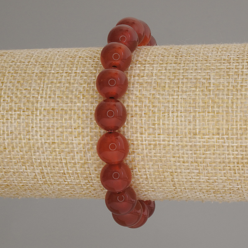 Bransoletka z karneolu, gładkie kuleczki, średnica 10 mm, długość 18 cm, elastyczna