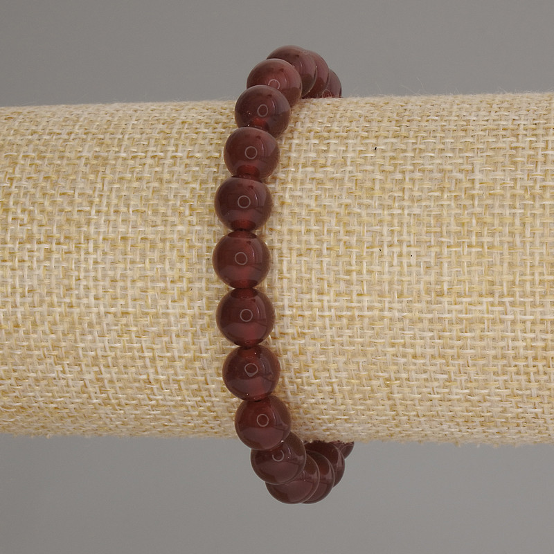 Bransoletka z karneolu, gładkie kulki, średnica 8 mm, długość 18 cm, elastyczna