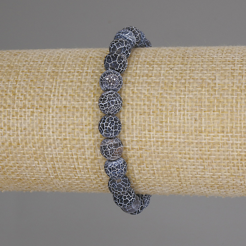 Bransoletka Mroźny agat – gładka kulka, 8 mm