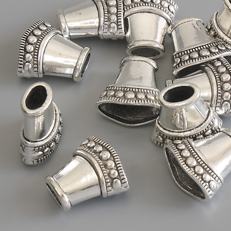 Końcówka do biżuterii, średnica 14×15 mm, średnica otworu 6 mm ± 13 mm ±, srebrny kolor metalu, opakowanie 20 g ± 13 szt. ±