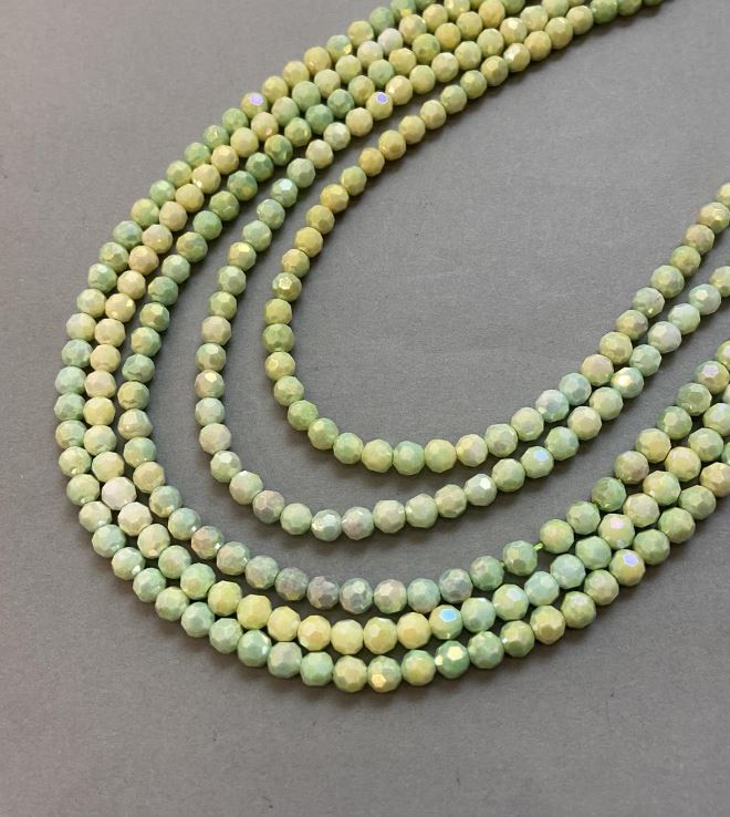 Koraliki z czeskiego kryształu, wielobarwne, z efektem benzynowego natrysku, na nitce, fasetowane kulki, średnica 6 mm, długość 38 cm